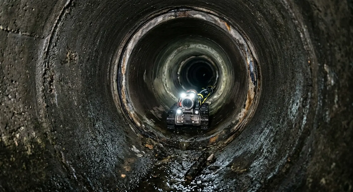 Robotic sewer camera inspecting pipe interior for Drain Snake Service in St. Clair Shores